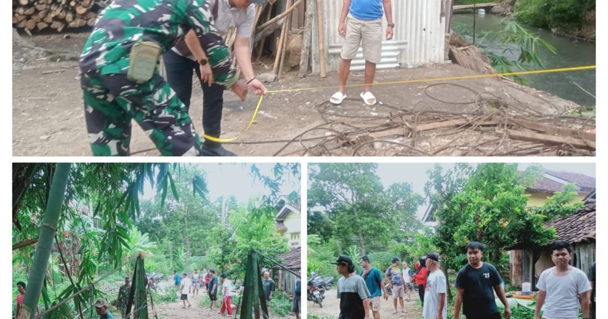 Babinsa Koramil 421-02 GDT dan Warga Gotong Royong Siapkan Lokasi Pembangunan Jembatan Garuda
