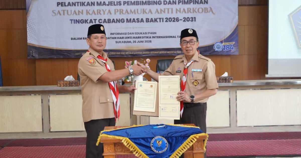 Kwarcab Pramuka Kabupaten Sukabumi Kukuhkan Saka Pramuka Anti Narkoba Masa Bakti 2026–2031