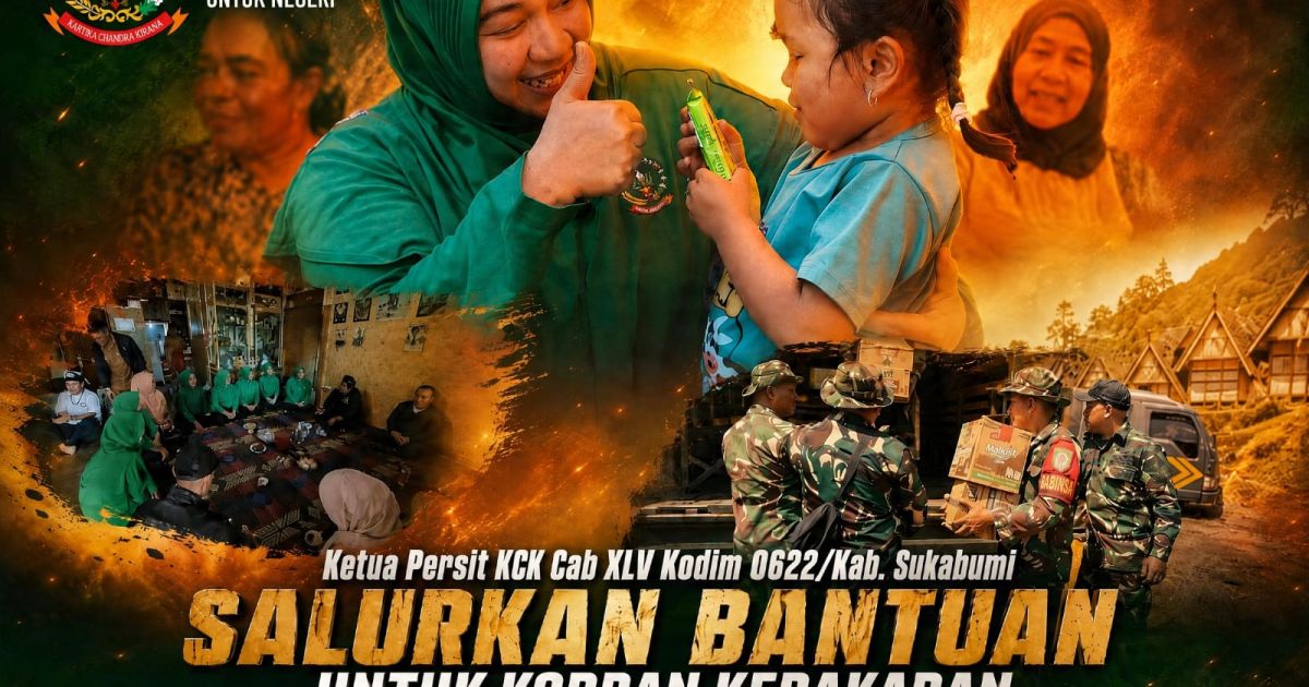 Ketua Persit KCK Cab XLV Dim 0622/Kab. Sukabumi Salurkan Bantuan untuk Korban Kebakaran Kampung Adat Cipta Mulya
